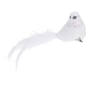 Decoratiune brad Pasare, 16 cm, 2 bucati, alb