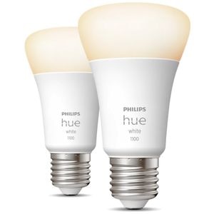 Set 2 becuri LED PHILIPS HUE, E27, 9.5W, 1055lm, Wi-Fi, lumina variabila, compatibil Alexa, Google Assistant