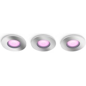 Set 3 spoturi LED smart PHILIPS HUE Xamento, 3 x 5.7W, 1050lm, IP44, crom