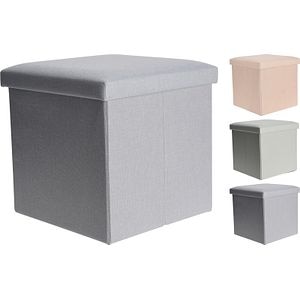 Taburet cutie depozitare, poliester, 38x38x38cm, diverse culori