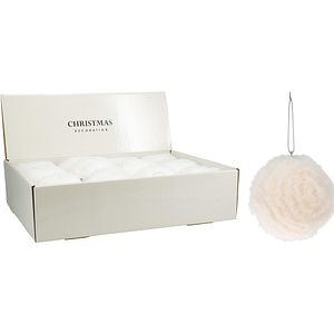 Glob brad de Craciun din blana, 10 cm, alb
