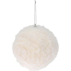 Glob Craciun, blana artificiala, 12 cm, alb
