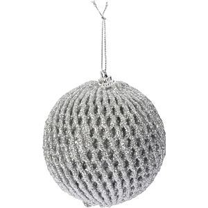Glob Craciun, finisaj stralucitor, 8 cm, argintiu