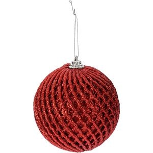 Glob Craciun Glitter Mesh, 8 cm, rosu
