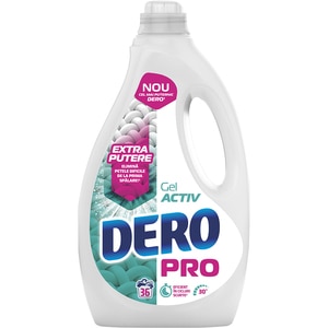 Detergent de rufe lichid DERO Pro Activ Gel, 1.8 l, 36 spalari