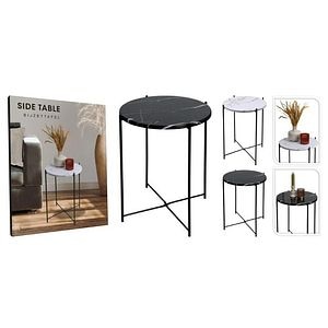 Masuta cafea, aspect marmura, alb/negru, 40 x 40 cm