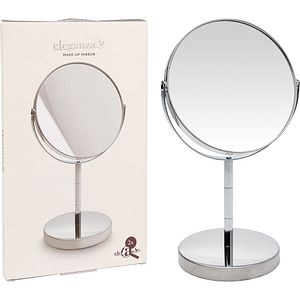 Oglinda cosmetica Eleganza, diametru 14 cm, suport metalic, 2 fete