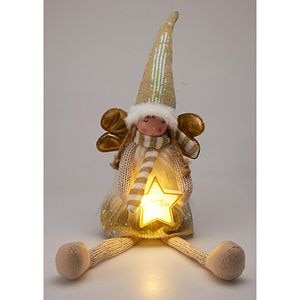Decoratiune luminoasa Ingeras, LED, 15 x 14 x 59 cm, auriu