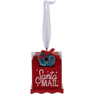 Decoratiune brad Casuta postala, 5.5 x 5.5 x 6.5 cm, multicolor