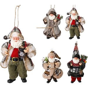 Decoratiune pentru brad in forma de Mos Craciun, 10 x 5 x 18 cm