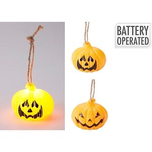 Decoratiune Halloween, dovleac, LED, 6 x 4.5 cm