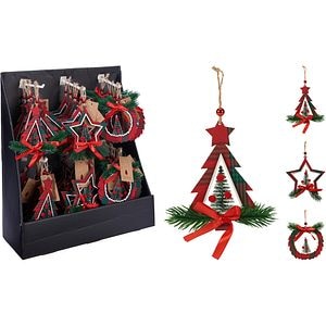 Decoratiune pentru brad cu forme de Craciun si design in carouri