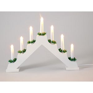 Pod luminos de Craciun cu 7 LED-uri si baza din lemn, alimentare la priza, alb