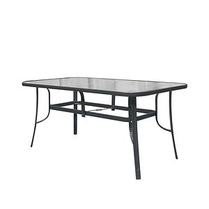 Masa gradina, 160 x 90 x 70 cm, otel si sticla, gri