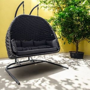 Leagan HOME DECOR, 3 locuri, 175 x 197 x 200 cm, negru