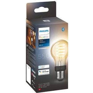 Bec LED Smart Vintage PHILIPS Hue 8719514301429, E27, 7W, 550lm, Bluetooth, lumina calda, compatibil Hue