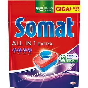 Detergent pentru masina de spalat vase SOMAT All In One Extra, 100 tablete