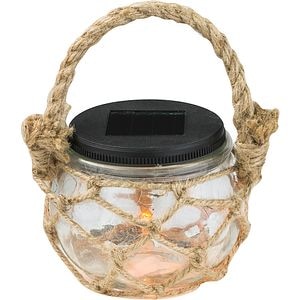 Decoratiune solara GLOBO tip borcan, LED, 0.06W, plastic, transparent