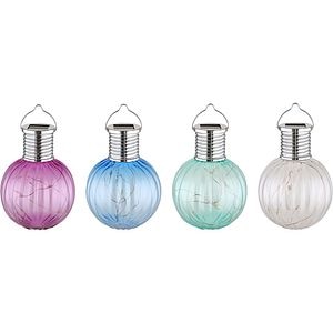 Decoratiune solara GLOBO tip bec, 3000K, IP44, metal, argintiu
