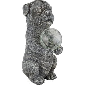 Lampa solara GLOBO caine, 3000K, IP44, plastic, gri mat