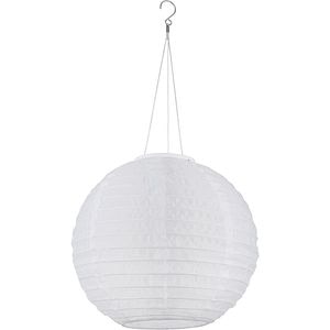 Lampa solara GLOBO balon textil, 2700K, IP44, plastic, alb