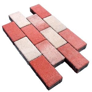 Pavaj liniar mixt, beton, rosu, 20 x 10 x 4 cm, 50 buc/mp