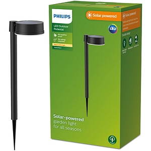 Lampa solara rotunda Philips Vynce, 1.5W, 200lm, IP44, plastic, negru