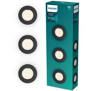 Spot incastrat PHILIPS Peridot 929004669901, 7W, IP20, negru