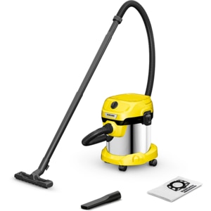 Aspirator cu sac KARCHER WD 2 1.628-050.0, 15l, 1000W, galben-argintiu
