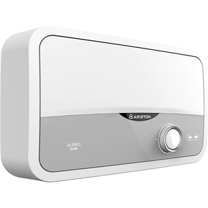 Instant apa calda electric ARISTON Aures Slim, 3.9 l/min, 5500W, IP25, Limitator dublu termic, alb-gri