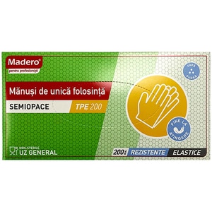 Manusi de unica folosinta MADERO 17303, polietilena TPE, marime universala, 200 bucati