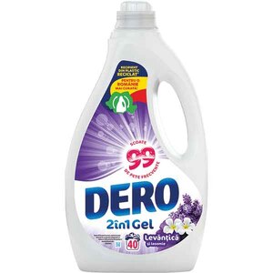 Detergent lichid DERO 2in1, Levantica si iasomie, 2 l, 40 spalari