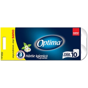 Hartie igienica SANO Optima, 3 straturi, 10 role