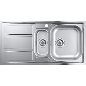 Chiuveta bucatarie GROHE K400 31567SD0, 1 1/2 cuve, picurator reversibil, inox, inox satinat