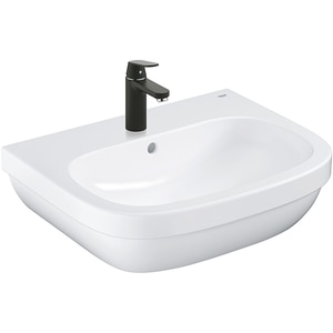 Set chiuveta baie GROHE Euro Ceramic 39642KW0, montare pe perete, 59.5 x 48.2 cm + baterie Eurosmart Cosmopolitan 23325KW0, negru-alb