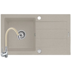 Pachet chiuveta PYRAMIS Altexia Flex, 1 cuva, picurator reversibil, compozit granit + baterie 202100271, bej