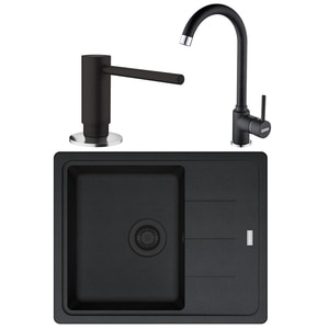Pachet chiuveta FRANKE BFG 611-62, 1 cuva, picurator reversibil, granit + baterie Pola + Dozator sapun, negru