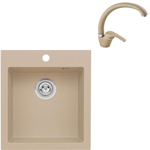 Pachet chiuveta ALVEUS Boogie 20, 1 cuva, compozit granit + baterie Diana, bej