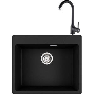 Pachet chiuveta FRANKE Fragranite MRG 610-54, 1 cuva, granit + baterie Pola 1.0, negru