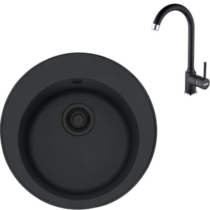 Pachet chiuveta FRANKE ROG 610, 1 cuva, granit, baterie Pola, negru