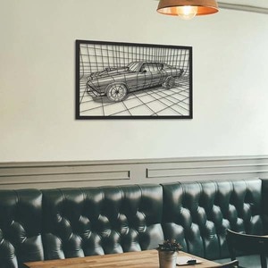 Decoratiune perete Chevelle, 45 x 70 cm, metal, negru