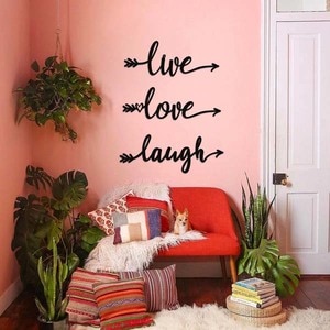 Decoratiune perete Live Love Laugh, 55 x 20 cm, metal, negru