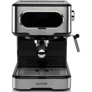 Espressor manual GORENJE ESCM15DBK, 1.5l, 1100W, 15 bar, sistem Cappuccino, negru-argintiu