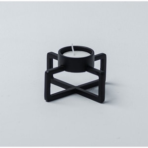 Suport lumanare Cross, 10 x 10 x 5.3 cm, negru lucios