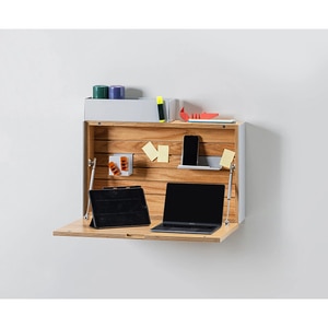Birou de perete Unfold, 72 x 15 x 53 cm, maro deschis-gri