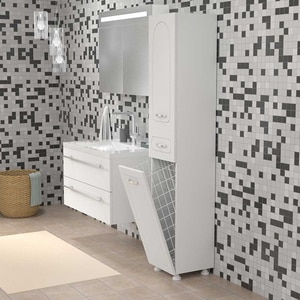 Dulap baie cu cos de rufe Woodart Emma, 40 x 35 x 176 cm, alb