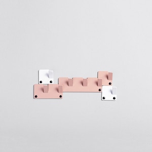 Cuier perete TETRIS, 17 cm, roz, 3 piese