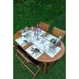 Suport farfurii si napron Drawing Tree, 35 x 45 cm, 35 x 140 cm, 4 + 1 bucati, multicolor