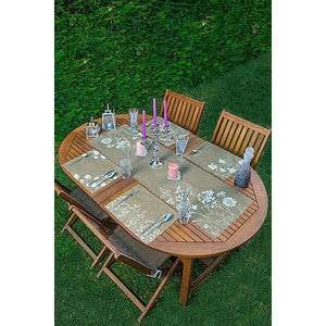 Suport farfurii si napron Plants brown, 35 x 45 cm, 35 x 140 cm, 4 + 1 bucati, multicolor