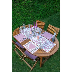 Suport farfurii si napron Pink Hearts, 35 x 45 cm, 35 x 140 cm, 4 + 1 bucati, multicolor